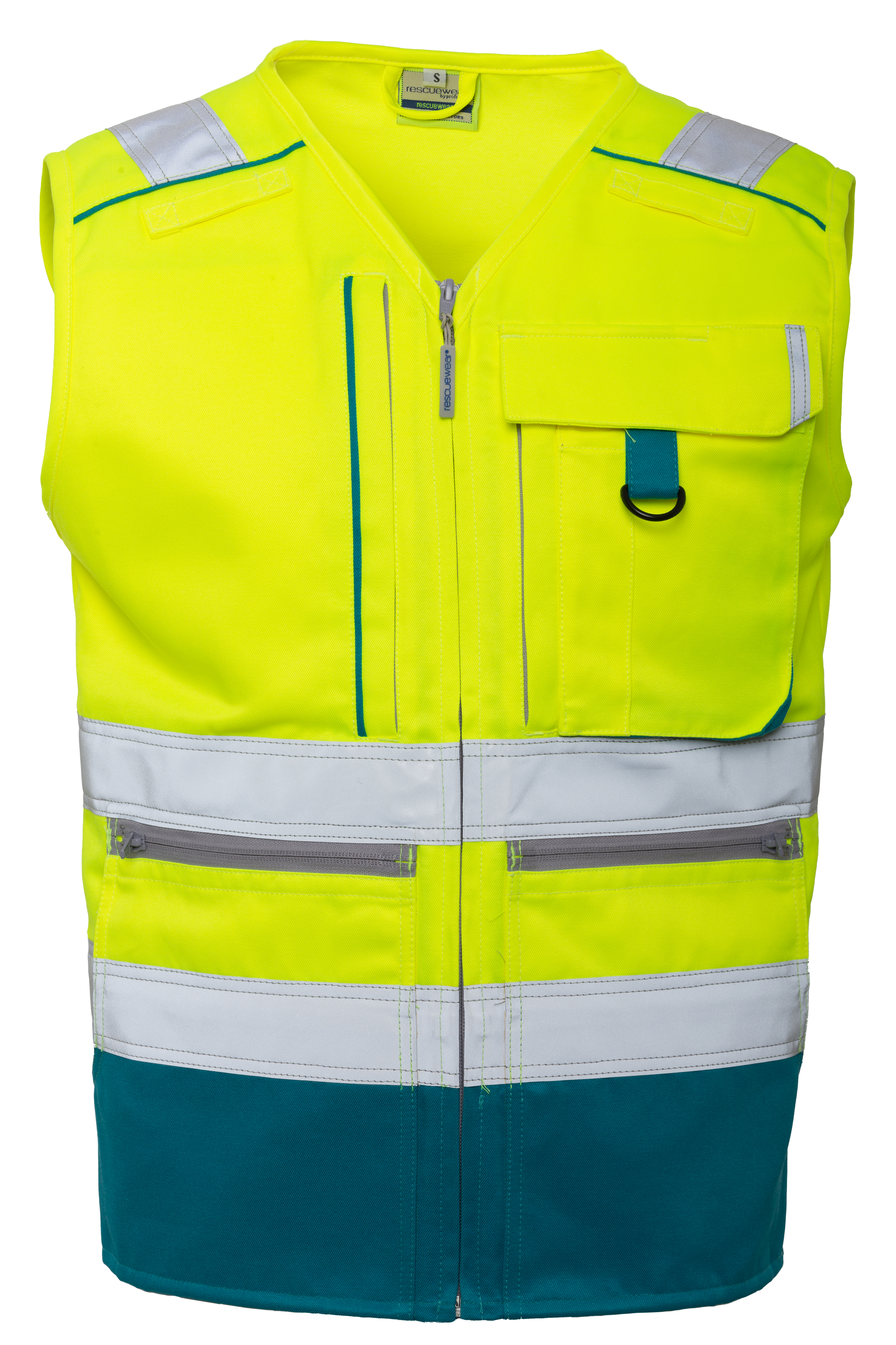 Rescuewear Sommerweste Dynamic HiVis Klasse 1 Enamelblau / Neon Gelb  - L