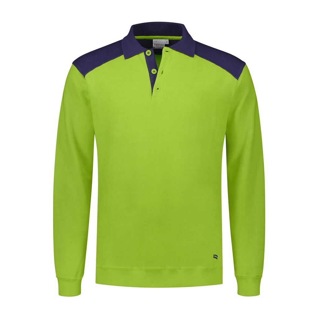 Santino Polosweater Tesla - Lime / Real Navy M - 2 Color-Line