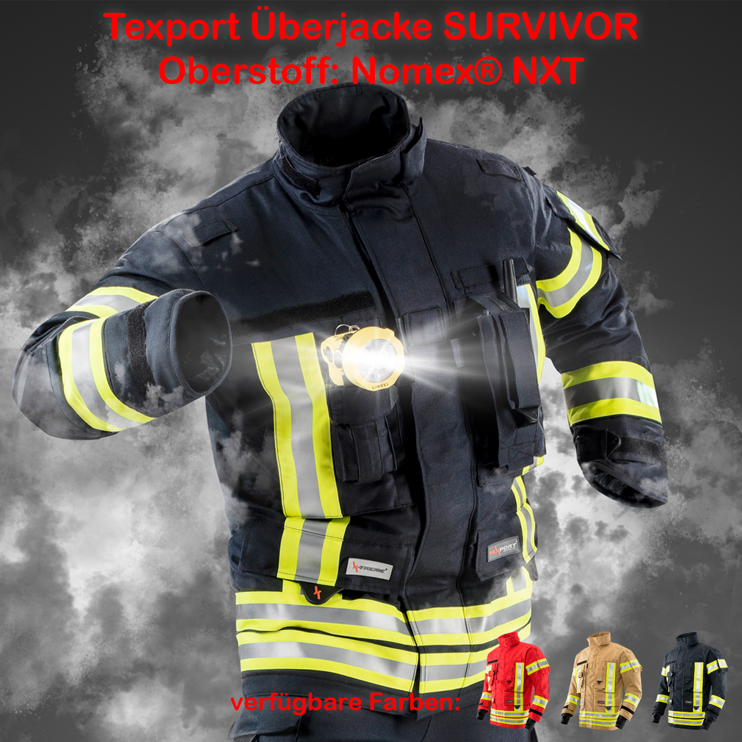 TEXPORT Fire Survivor Jacke - gold - Nomex® NXT - X-Treme® light - Funktion: Loop - Größe: XS-5