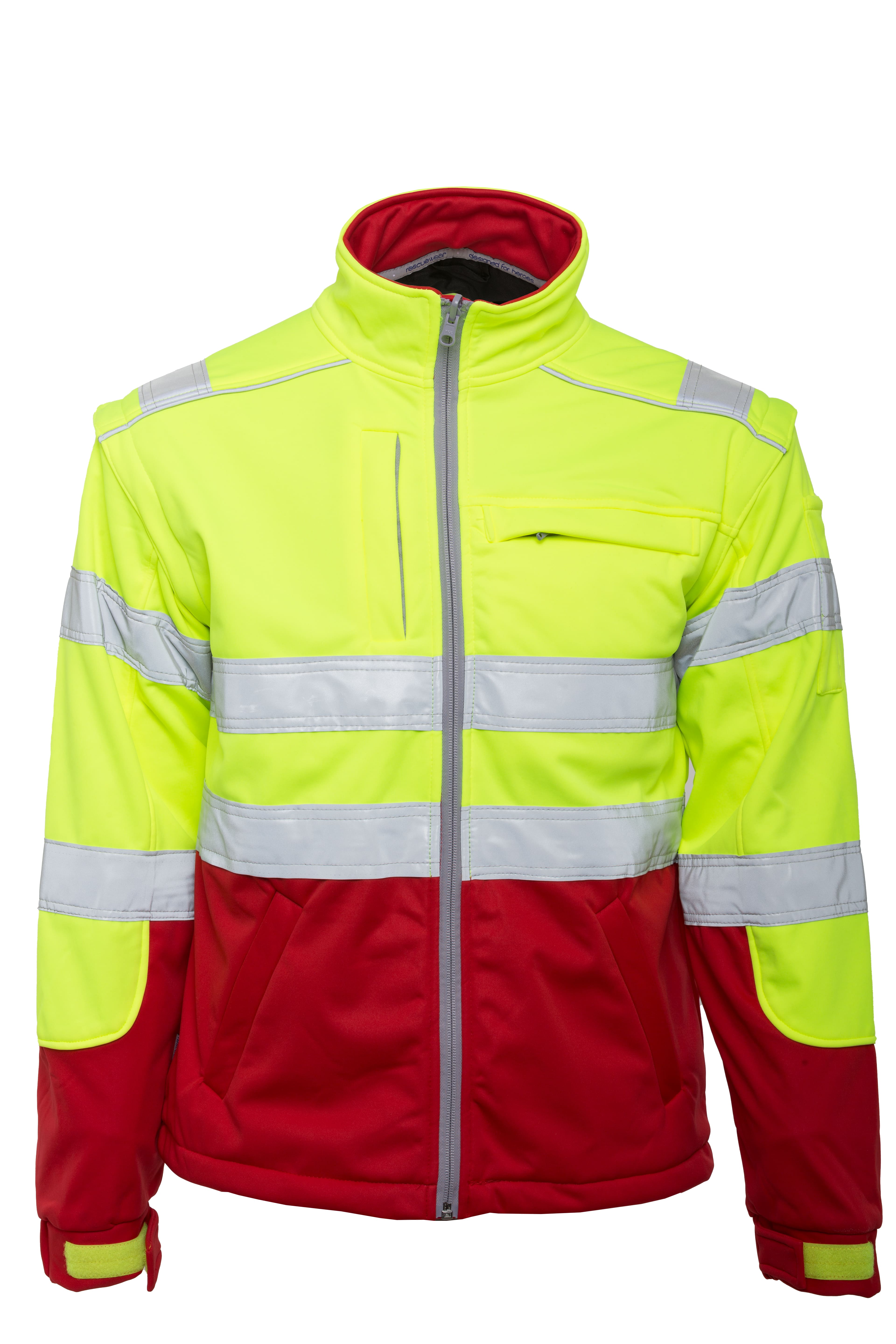 Rescuewear Softshelljacke HiVis Klasse 3 Rot / Neon Gelb - 5XL