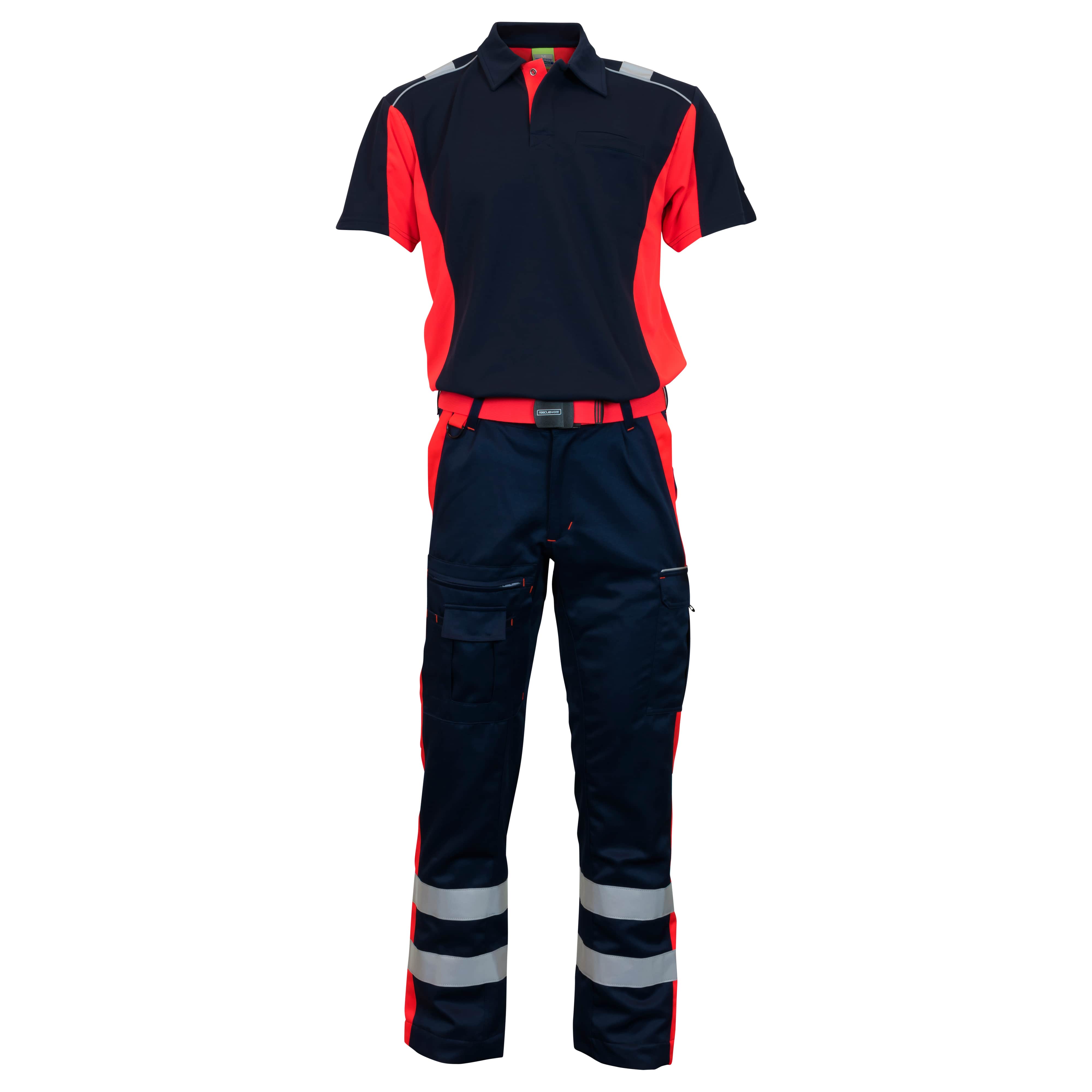 Rescuewear Unisex Hose Marineblau / Neon Rot - 30