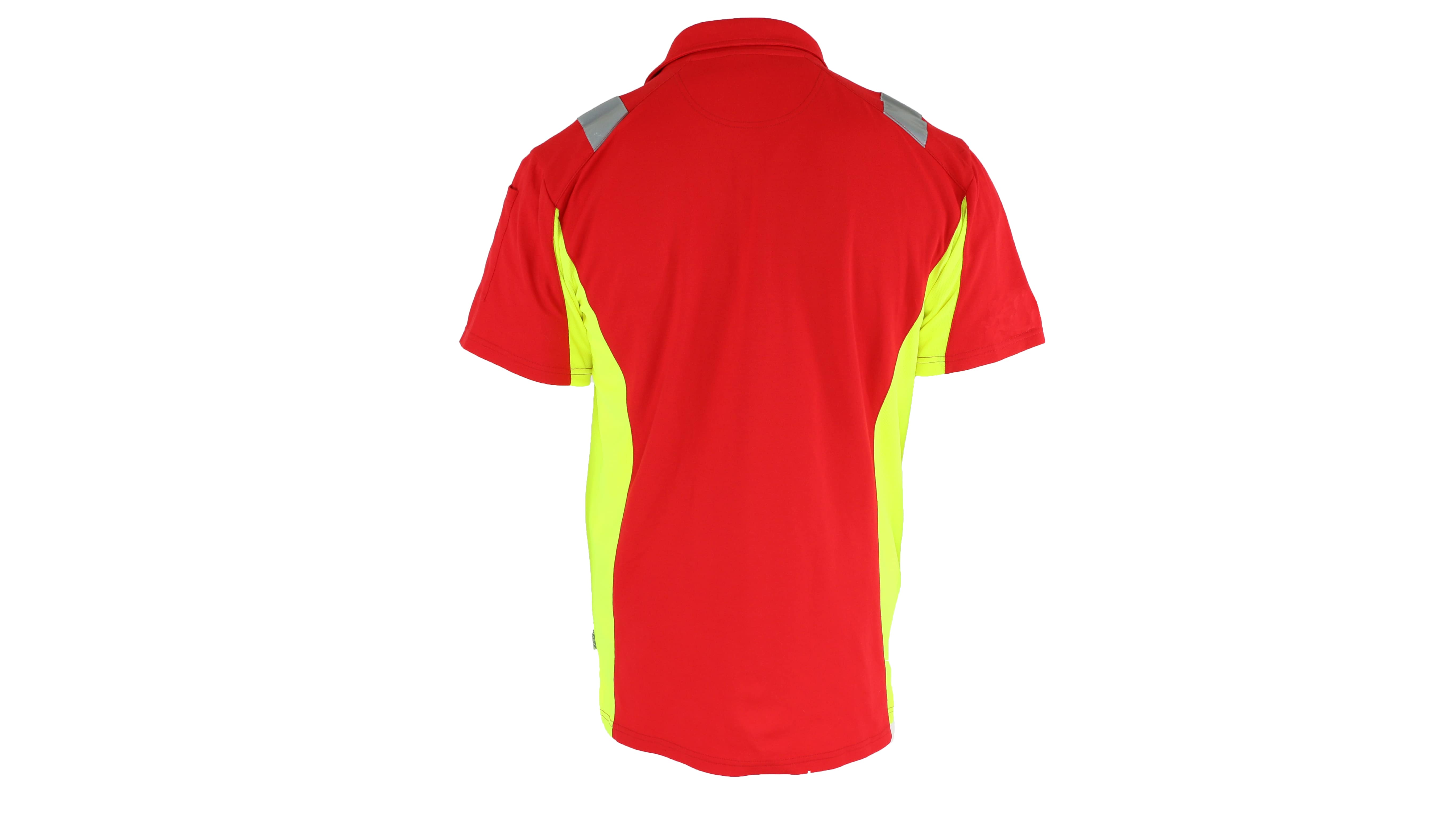 Rescuewear Poloshirt kurze Ärmel Dynamic Rot / Neon Gelb - XXL