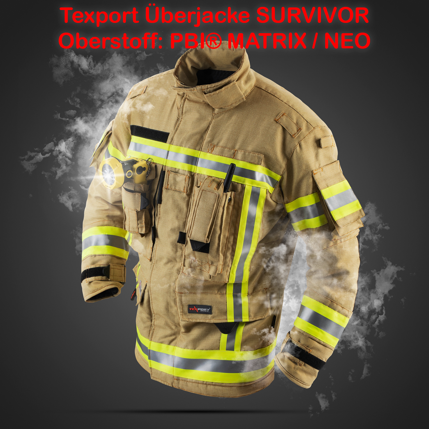 TEXPORT Fire Survivor Jacke - gold - PBI® Neo - X-Treme® - Funktion: DRAG - Größe: S