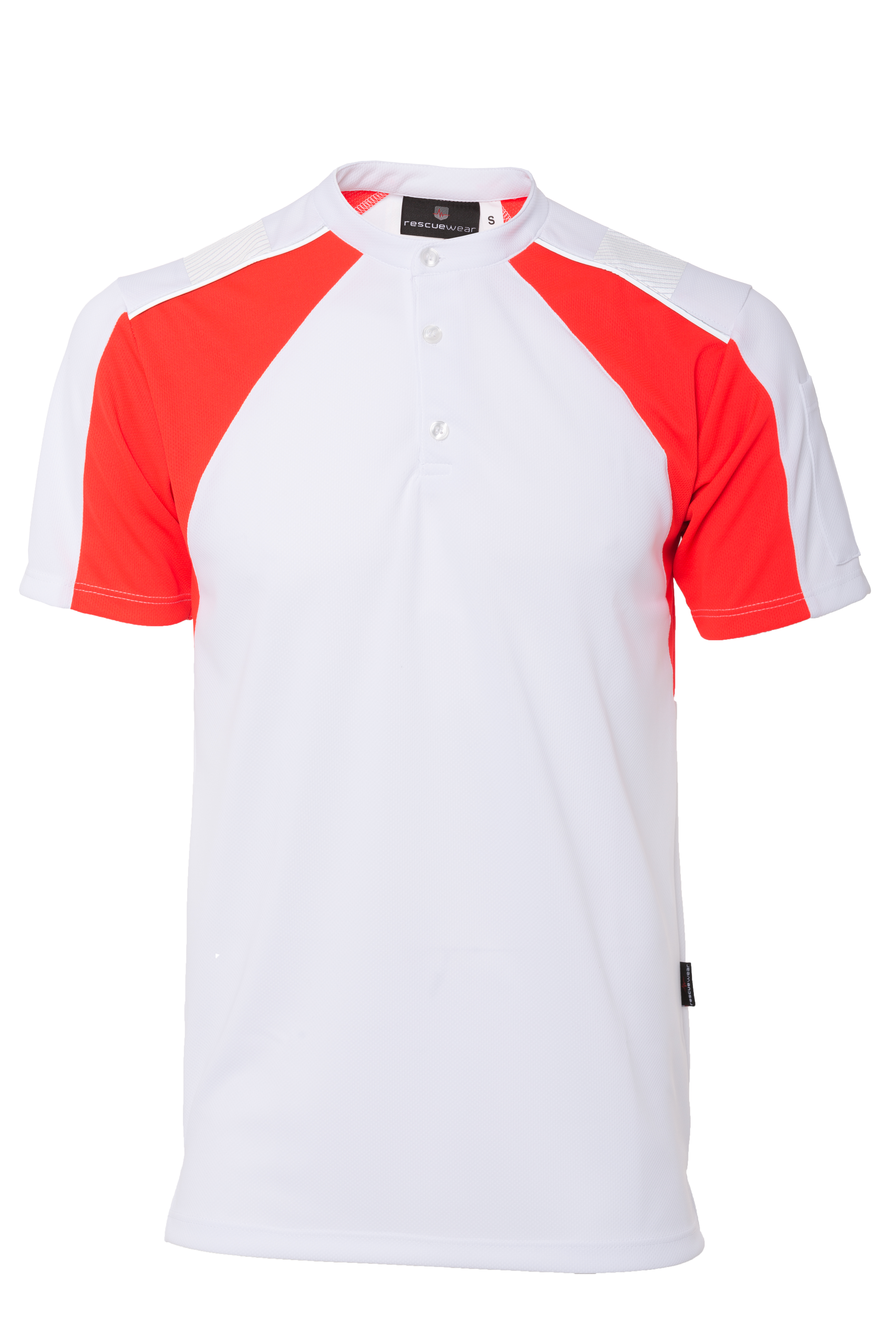 Rescuewear Shirt O-hals 33460 kurze Ärmel Advanced Weiß / Neon Rot - M