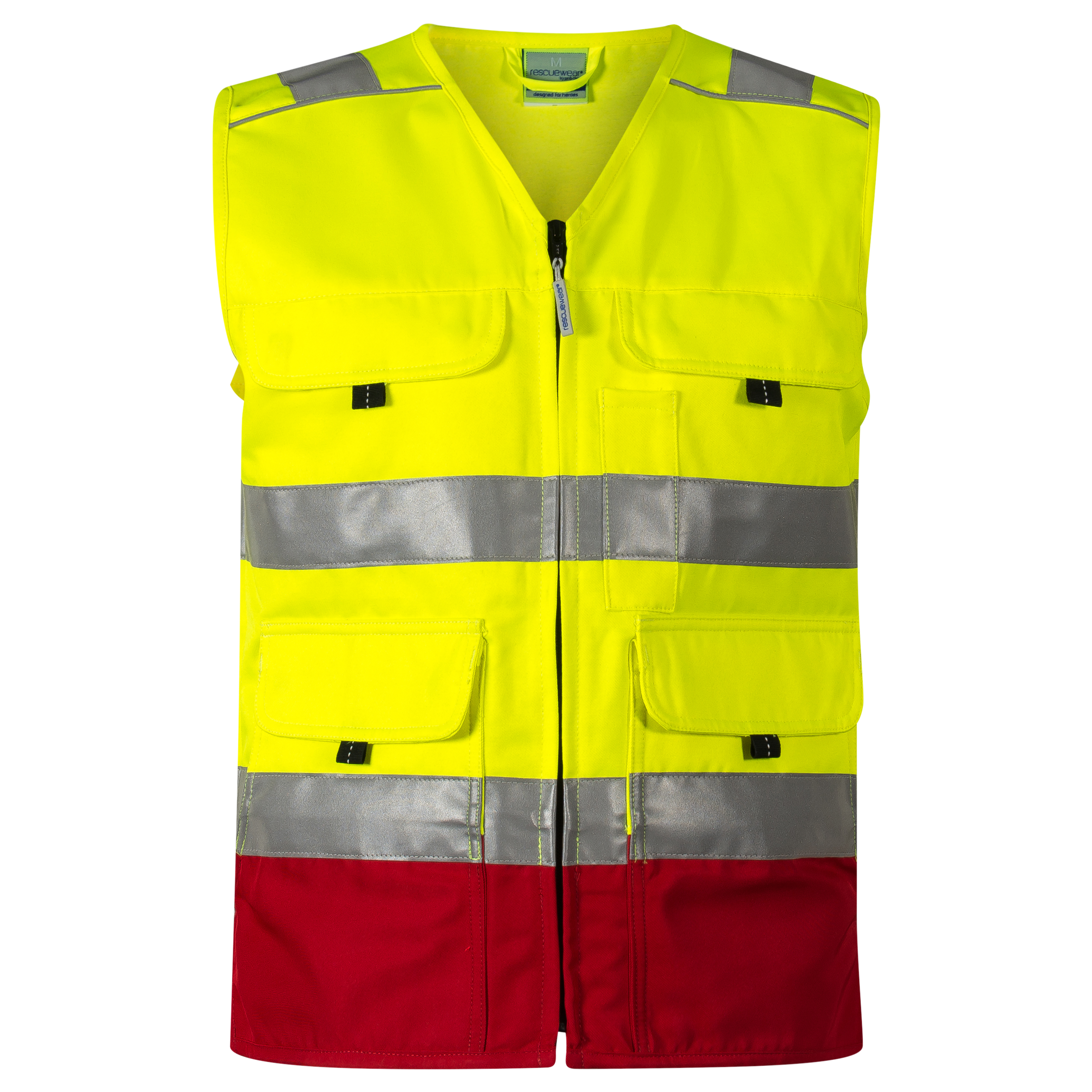 Rescuewear Sommerweste HiVis Klasse 1 Rot / Neon Gelb - XS