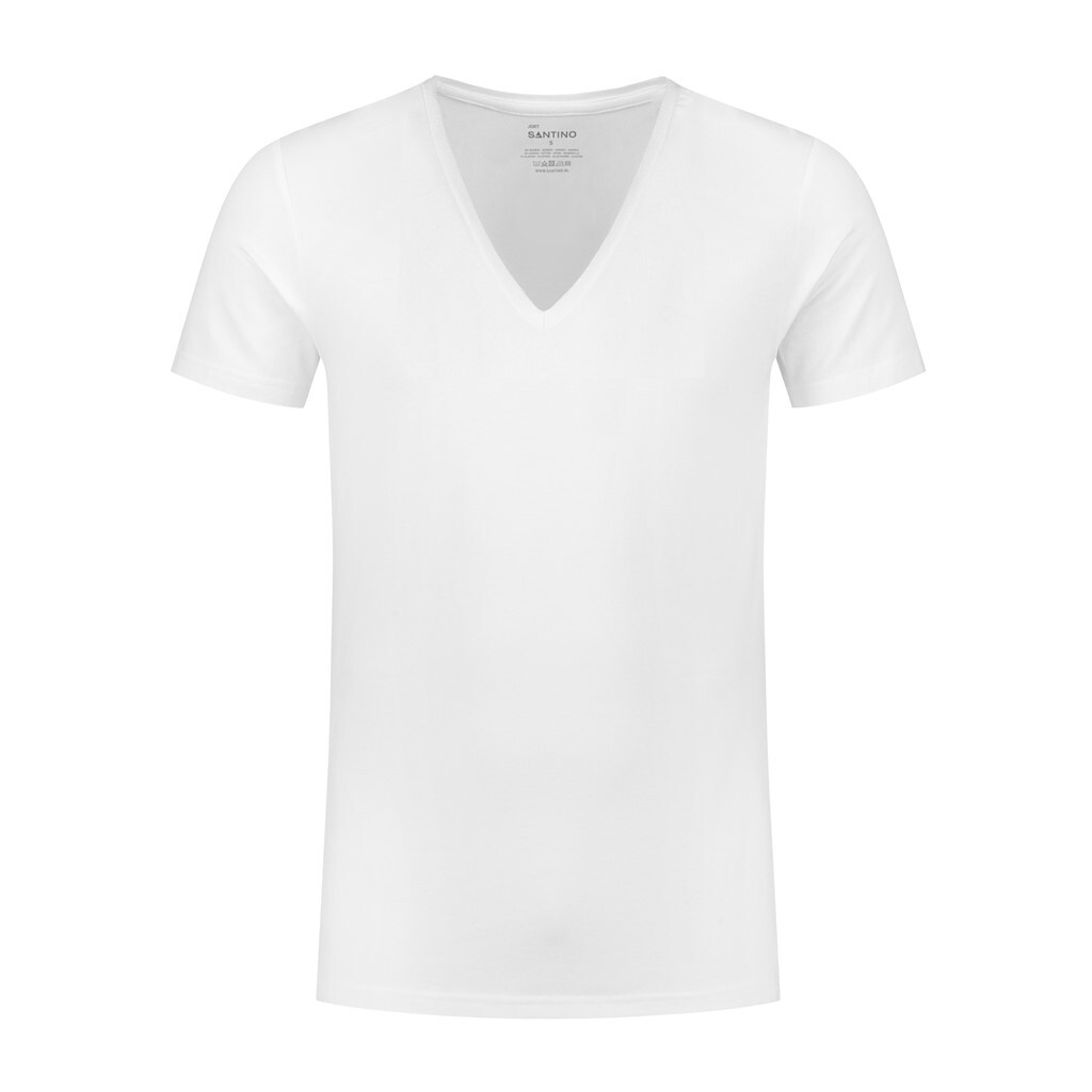 Santino T-shirt Jort V-neck - White L - Eco-Line