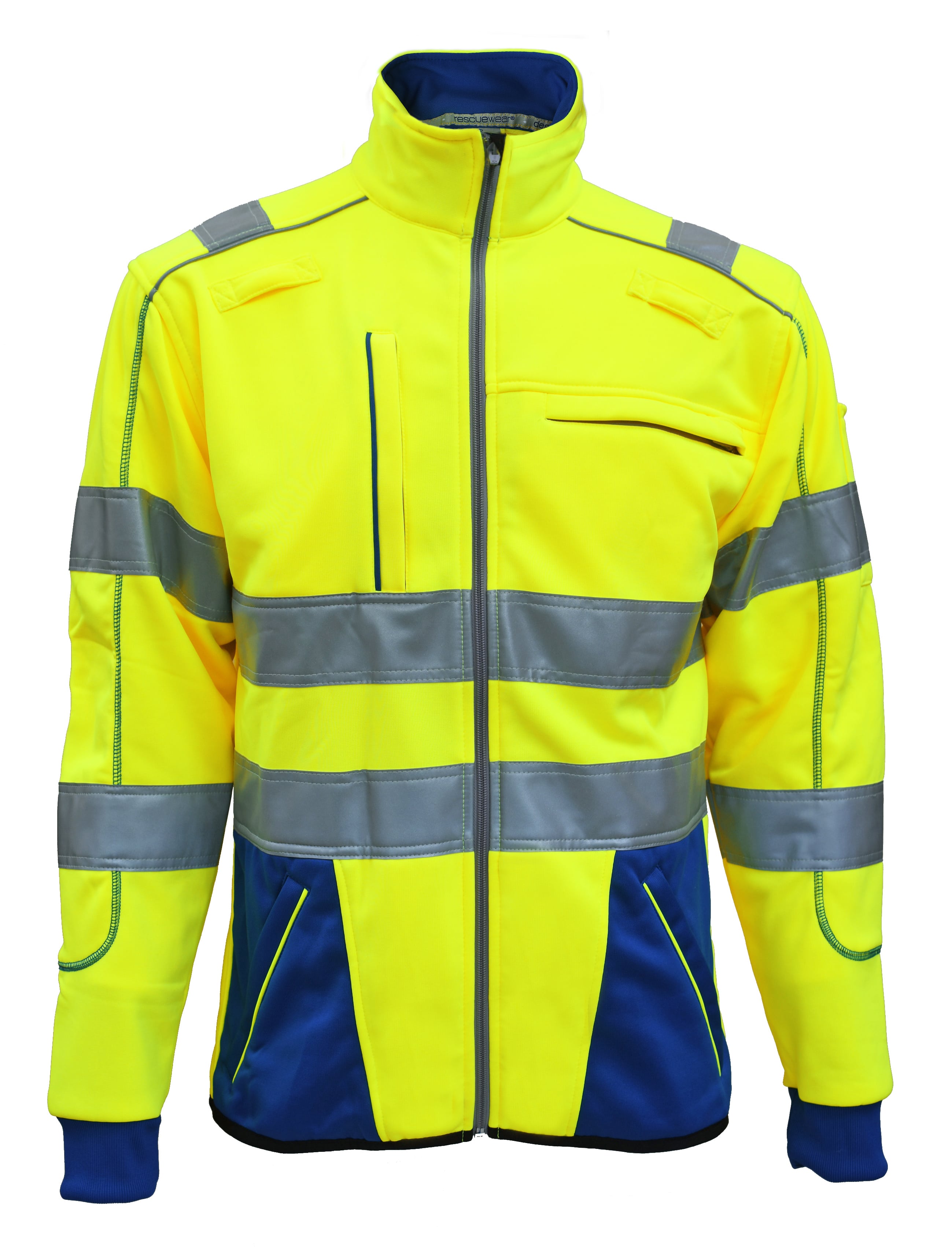 Rescuewear Sweatjacke Dynamic HiVis Klasse 3 Kobaltblau / Neon Gelb - XXS