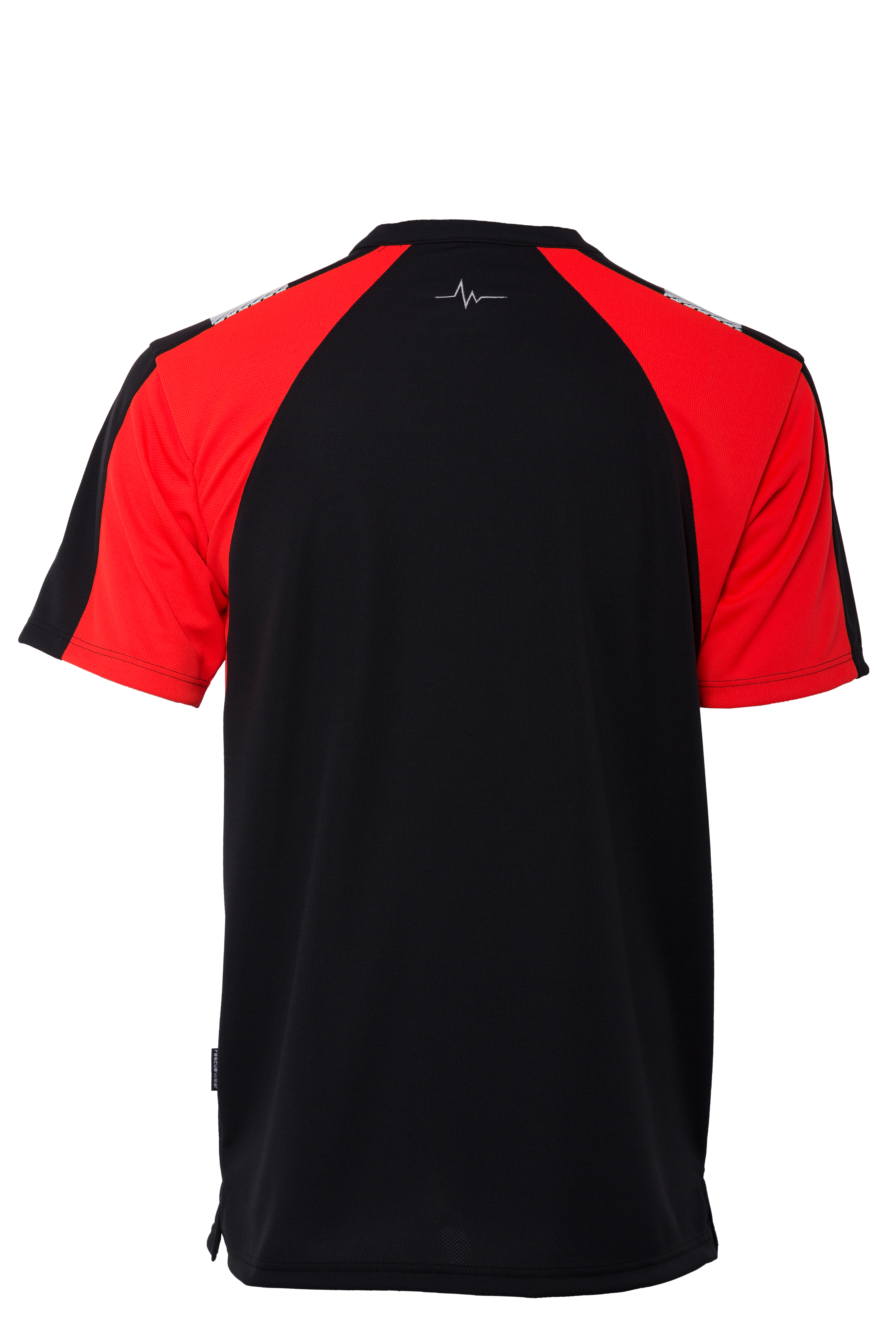 Rescuewear Shirt O-hals 33460 kurze Ärmel Advanced Schwarz / Neon Rot - XS