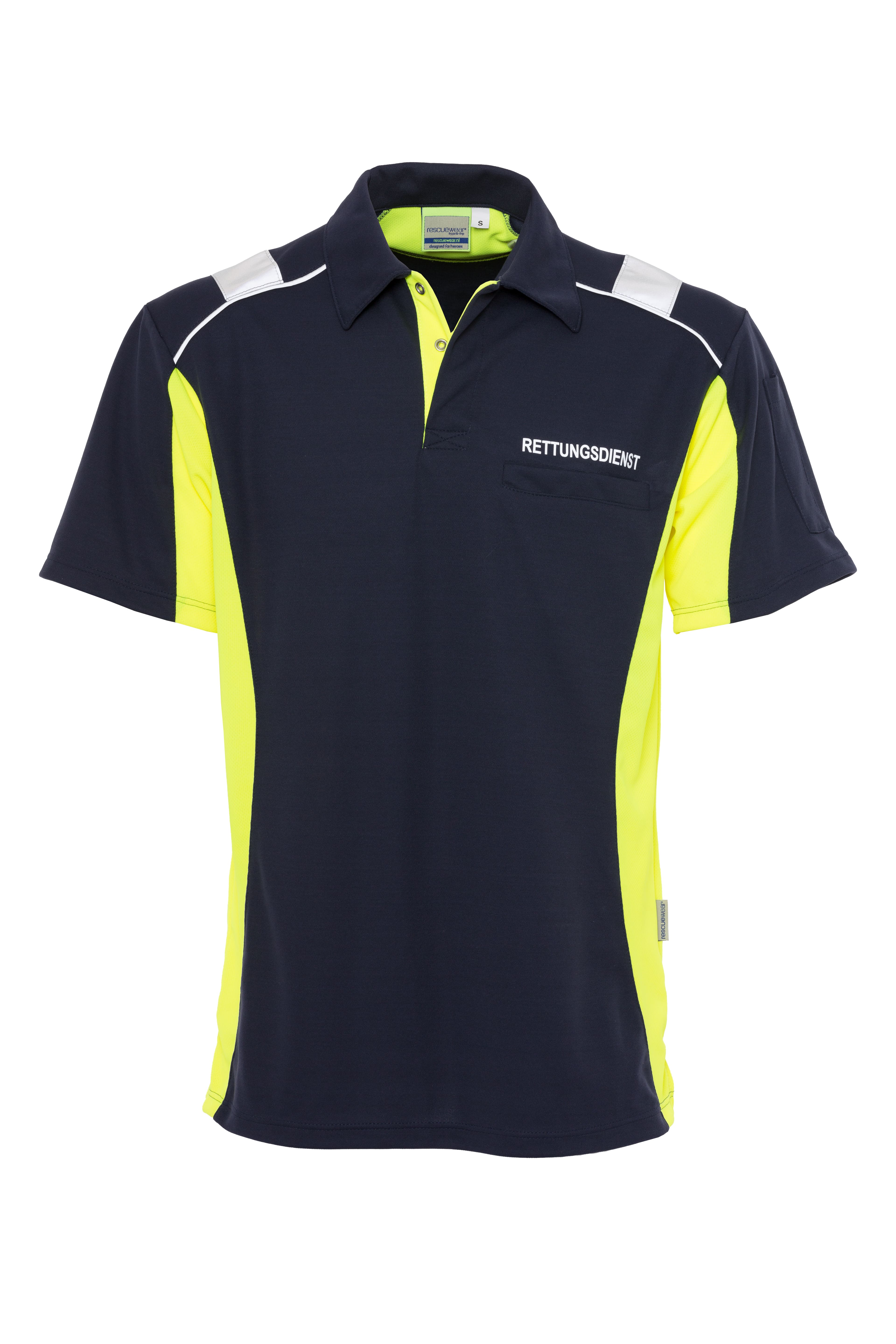 Rescuewear Poloshirt kurze Ärmel Dynamic Marineblau / Neon Gelb - XS