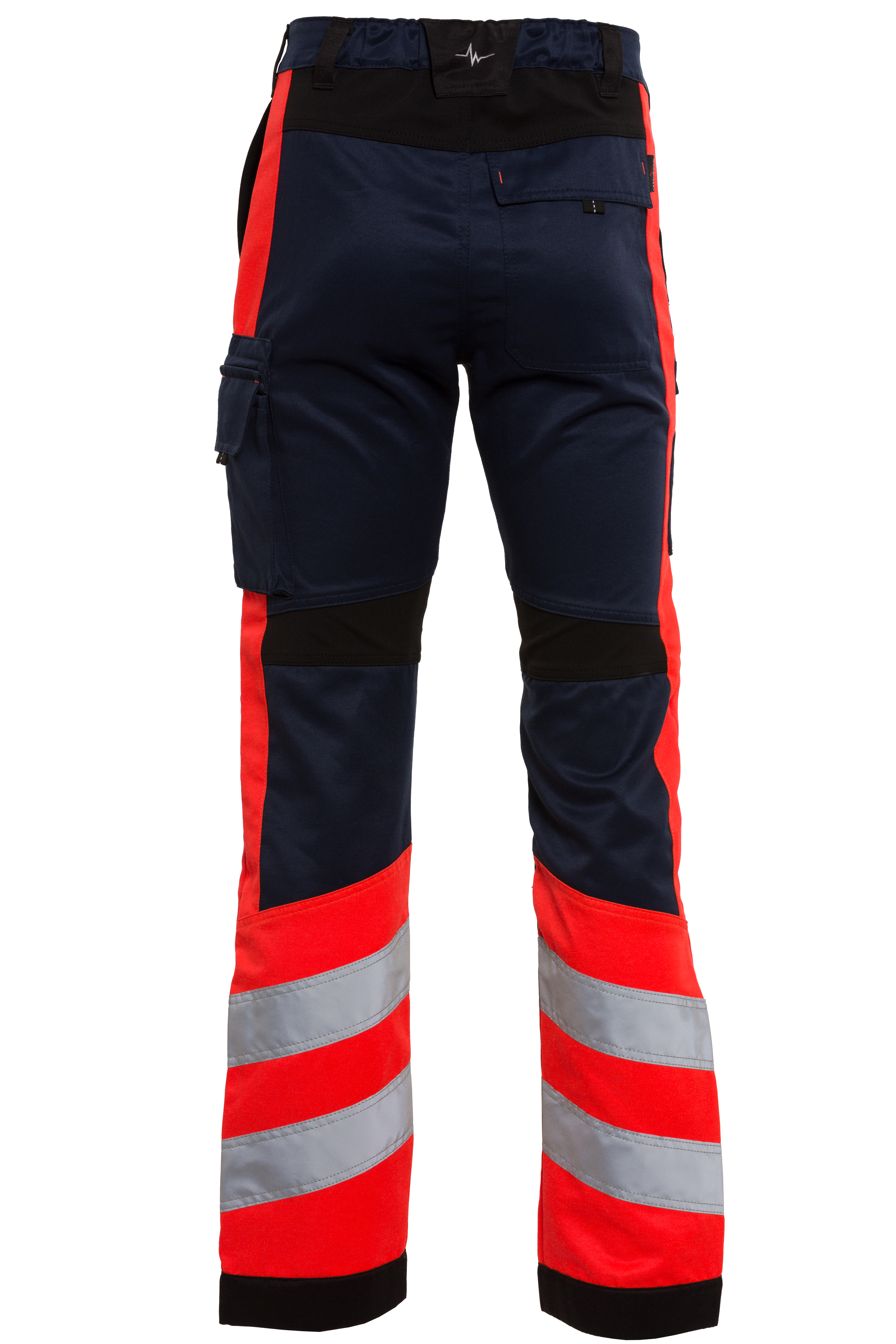 Rescuewear Unisex Hose Stretch HiVis Klasse 1 Marineblau / Schwarz / Neon Rot  - 48