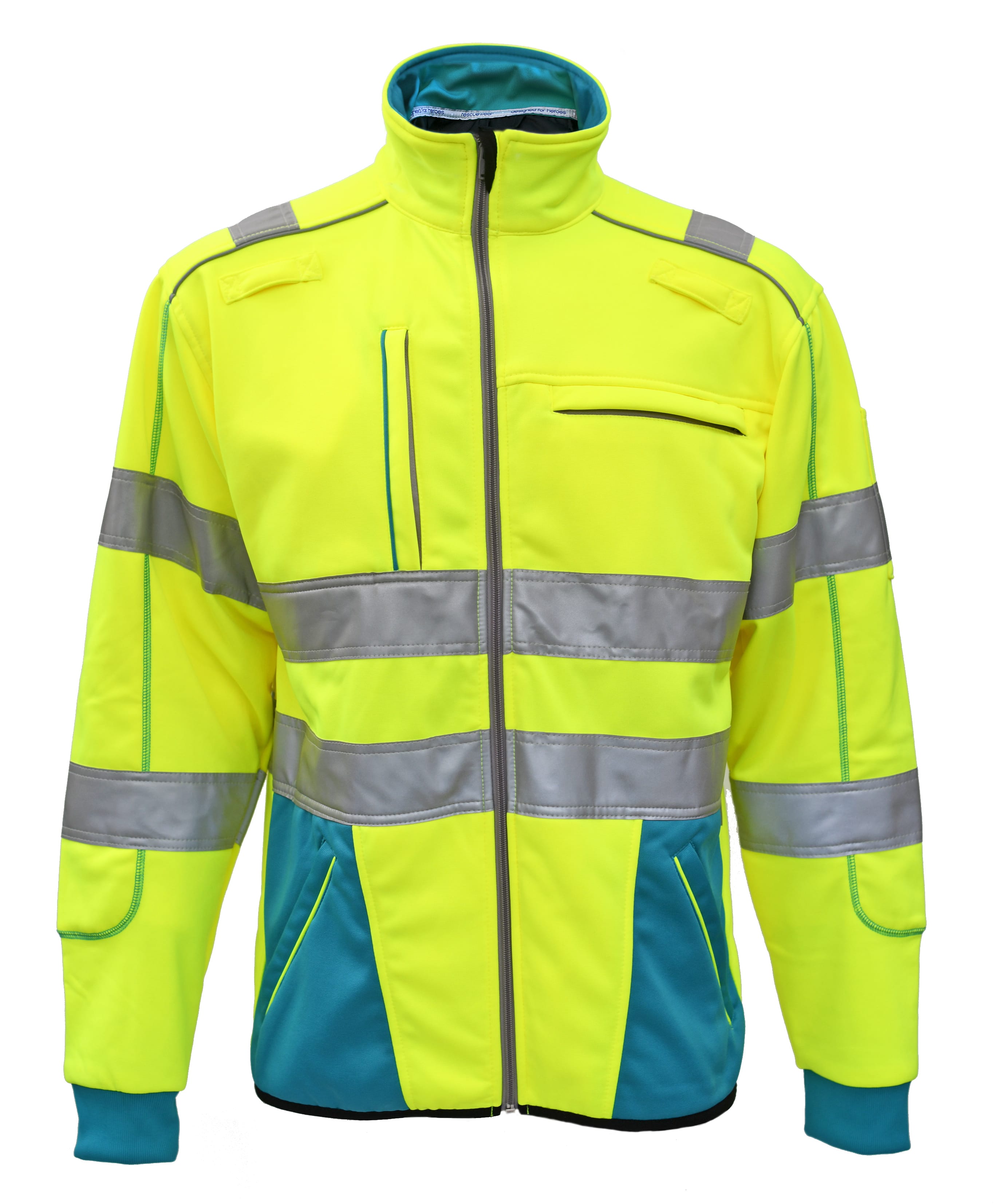 Rescuewear Sweatjacke Dynamic HiVis Klasse 3 Enamelblau / Neon Gelb - S