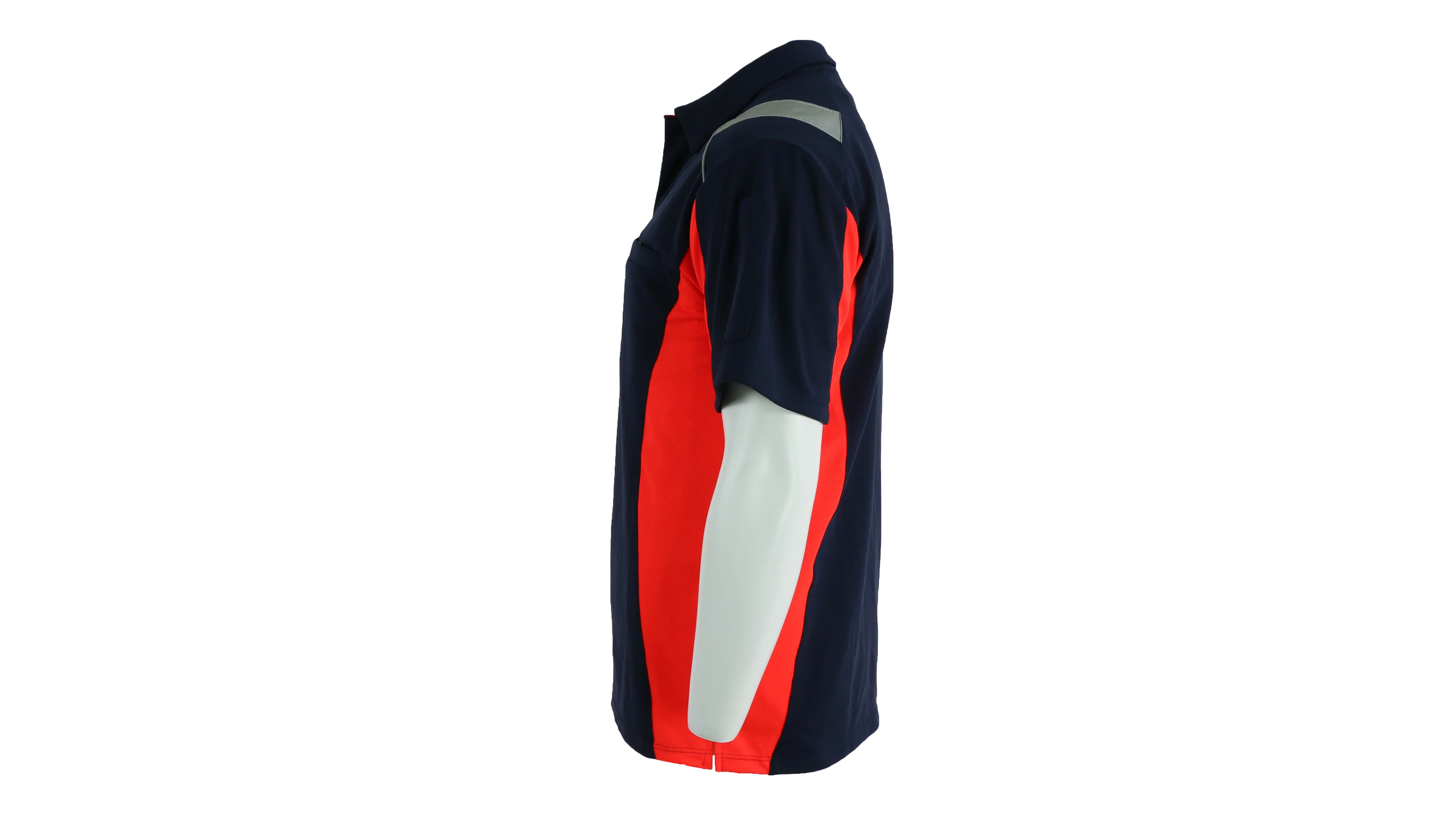 Rescuewear Poloshirt kurze Ärmel Dynamic Marineblau / Neon Rot - M