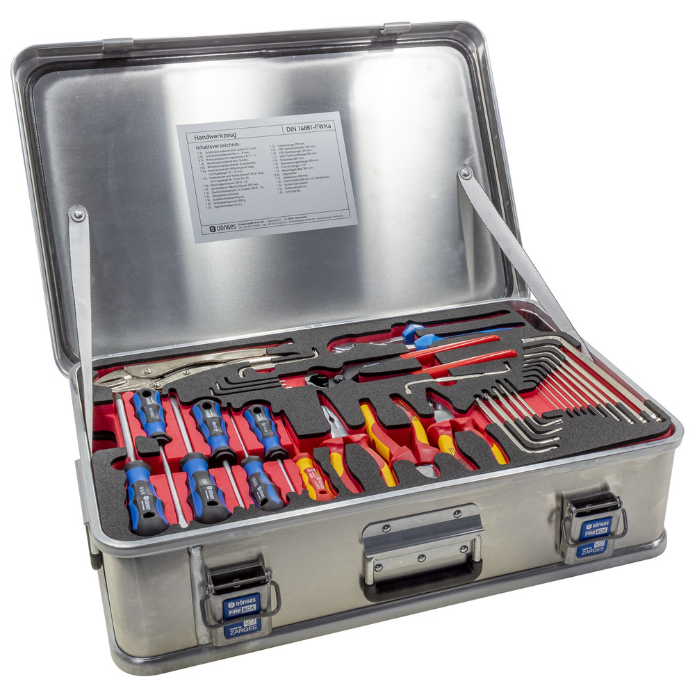Dönges Handwerkzeugkasten DIN 14881-FWKa, komplett in Firebox mit Schaumeinlage